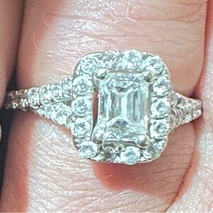 14k white gold Leo diamond bridal ring